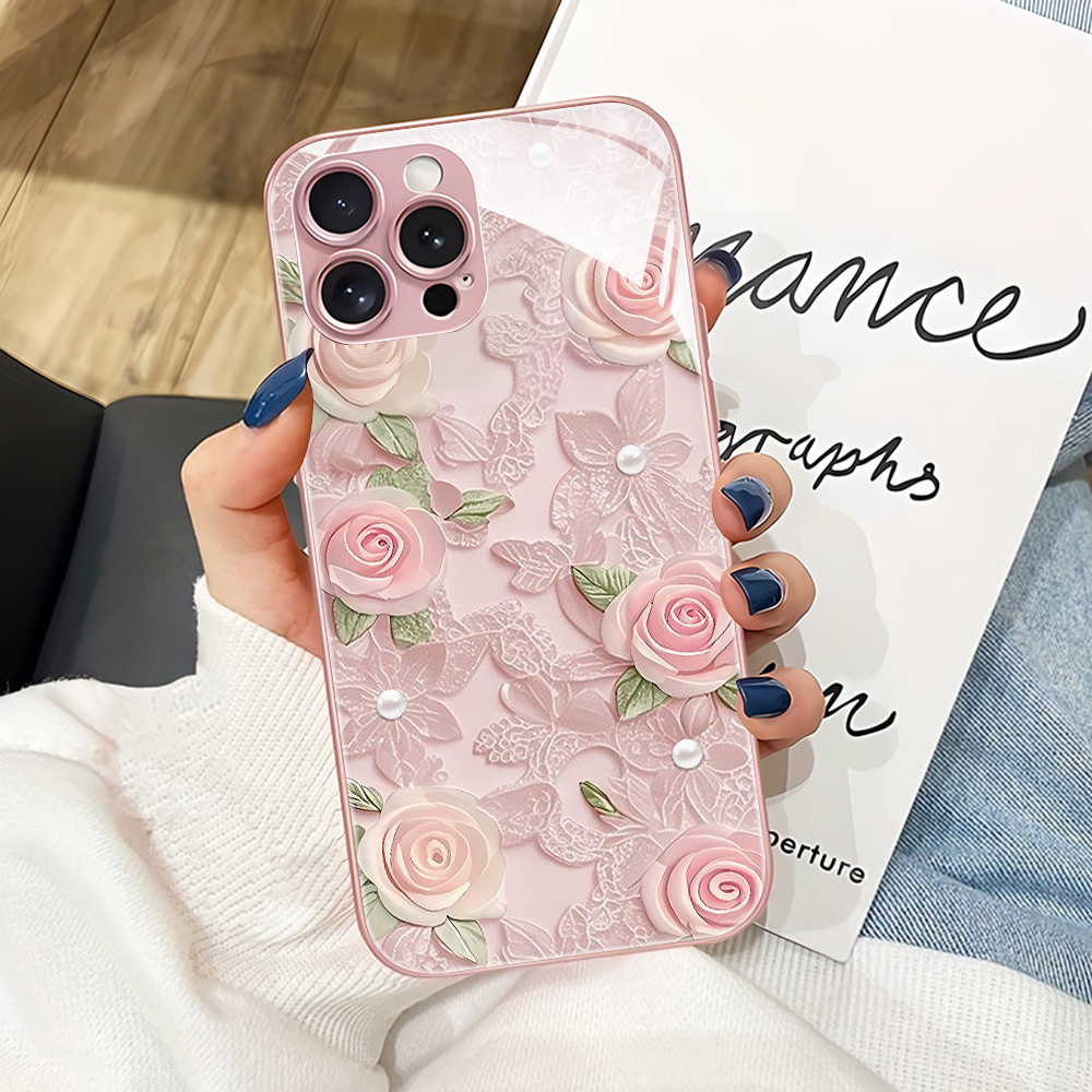 Pink Flower Tempered Glass Pho - Vase Decor recension och pris
