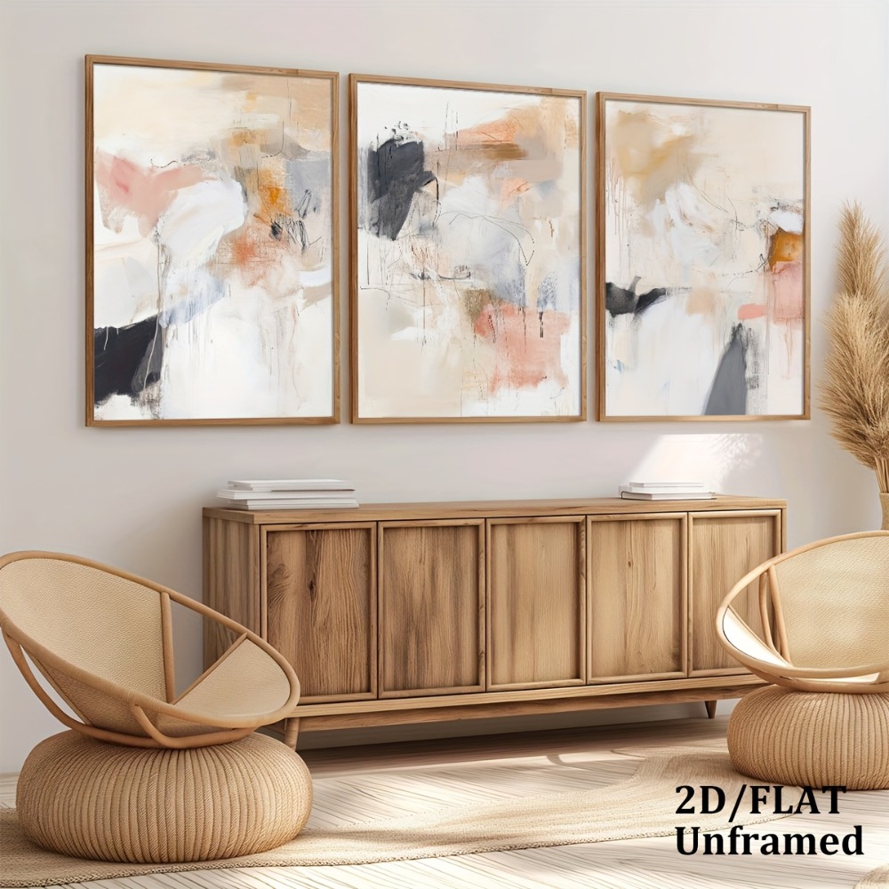 3pcs Frameless,Neutral Beige B - Abstract Canvas Set recension och pris